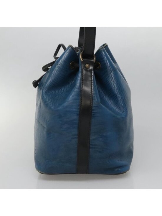 Authentic LOUIS VUITTON Epi Petit Noe Shoulder Bag Bicolor Black Blue M44152 - Picture 11 of 16